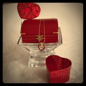 Diamond & Ruby Heart Necklace